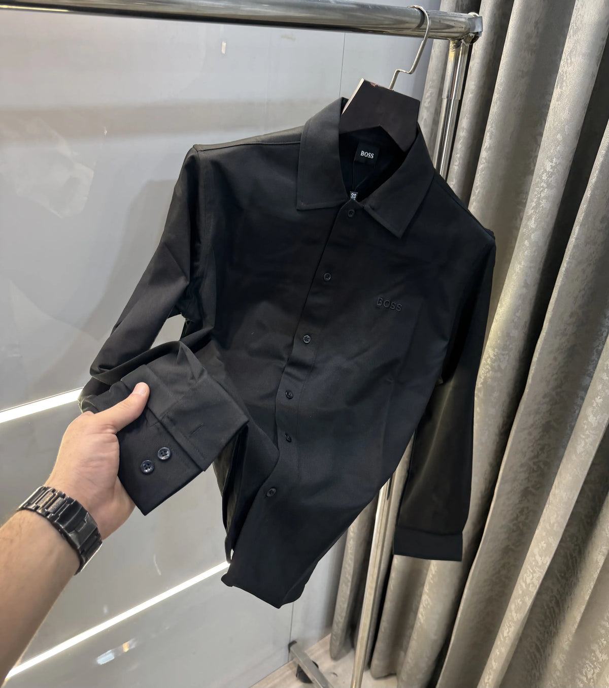 Hugo Boss Black Embroidery Logo Imported Lycra Shirt