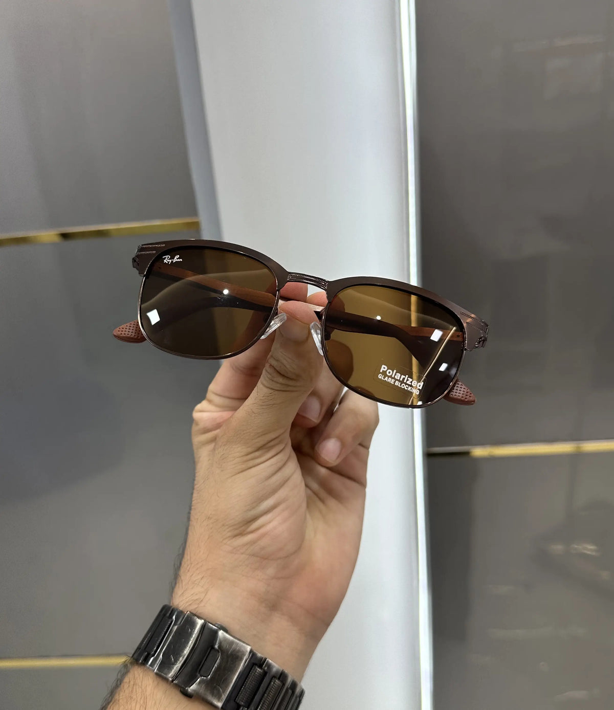 RayBan All Brown Metal Polarized Premium Shades 2602