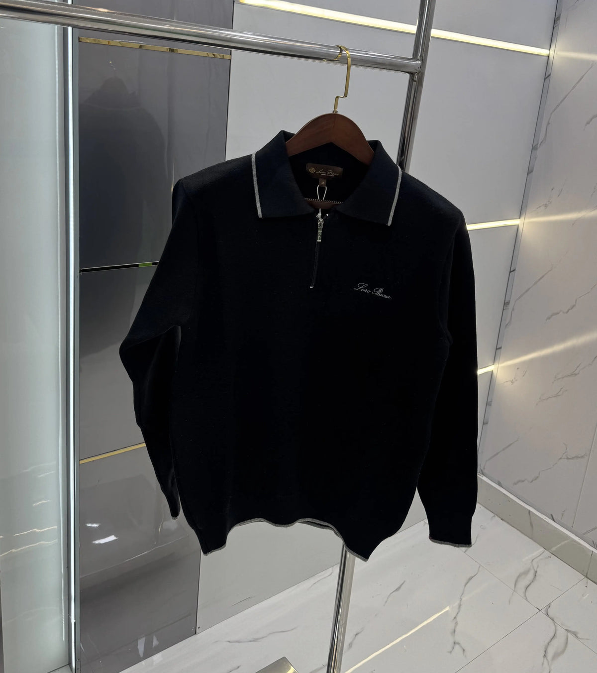 Loro Piana Black Imported Knitted Pull Over