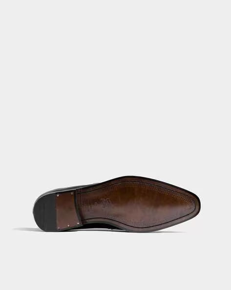 Men’s Black Woven-Detail Penny Loafers