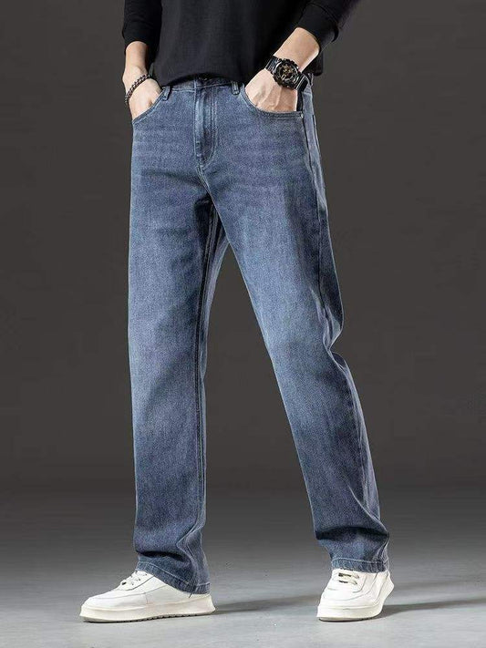 Men’s Blue Washed Relaxed-Fit Jeans