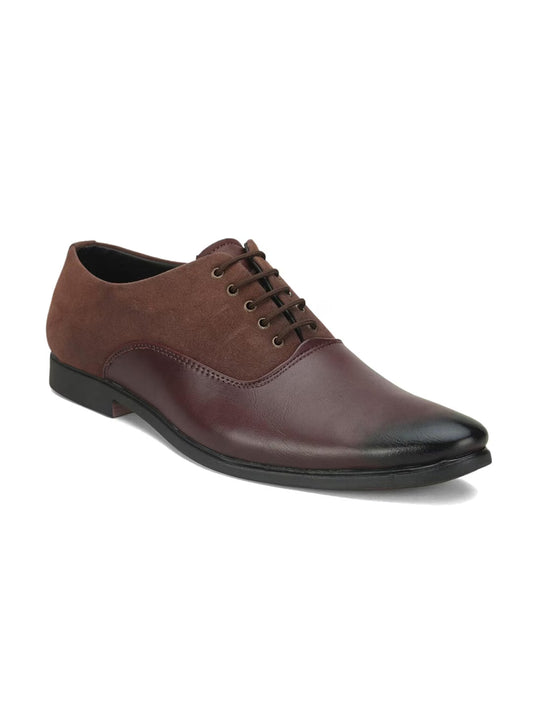 Men’s Brown Suede-Look Lace-Up Formal Shoes