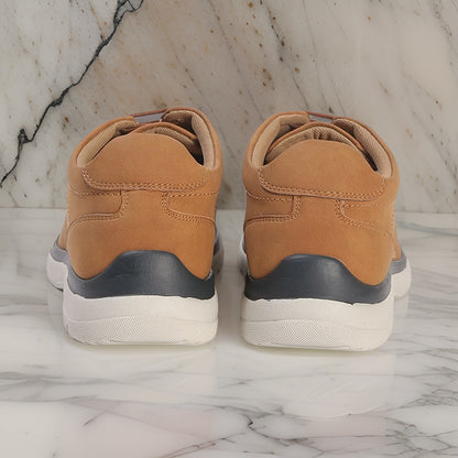 Men’s Tan Lace-Up Formal Shoes with White Sole