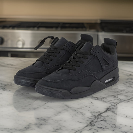 Men’s All-Black High-Top Sneakers with Air Cushion Detail