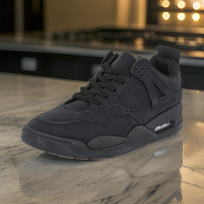 Men’s All-Black High-Top Sneakers with Air Cushion Detail