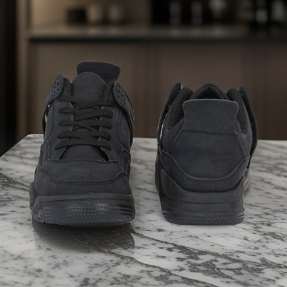 Men’s All-Black High-Top Sneakers with Air Cushion Detail