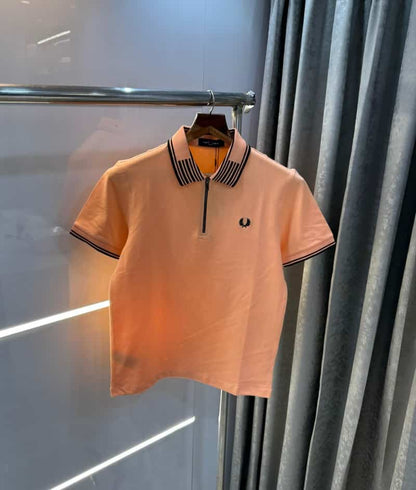Fredperry Orange Embroidery Logo Premium Polo T-Shirt