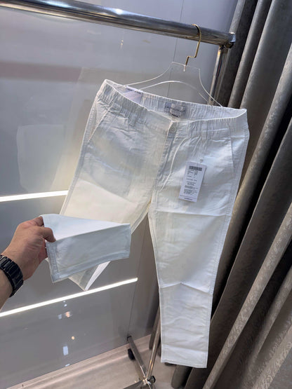 Calvi n klein White Premium Classic Linen Trouser