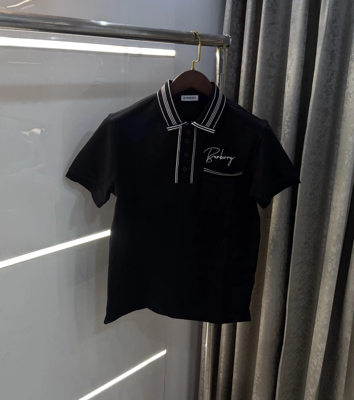 Burberr y Black Embroidery Logo  Premium Classic Polo T-Shirt
