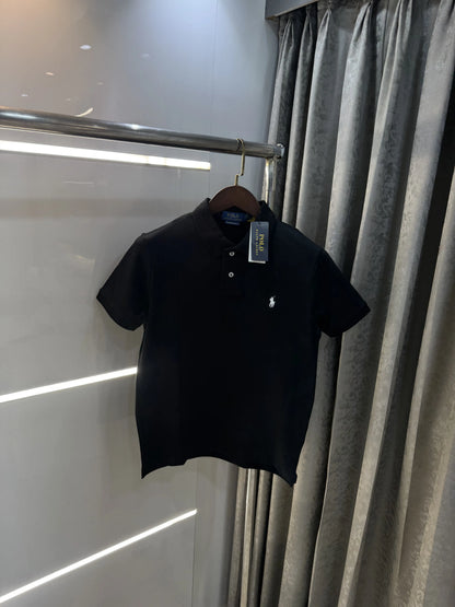 Ralph Lauren Black Embroidery Logo Premium Classic Polo T-Shirt