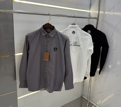Loro Piana Black Embroidery Logo Work Premium Shirt