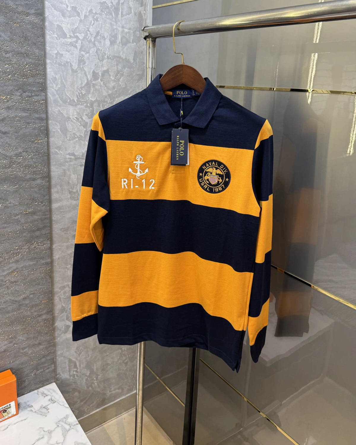 Ralph  Lauren Yellow Logo Work Premium Full Sleeve Polo T-Shirt