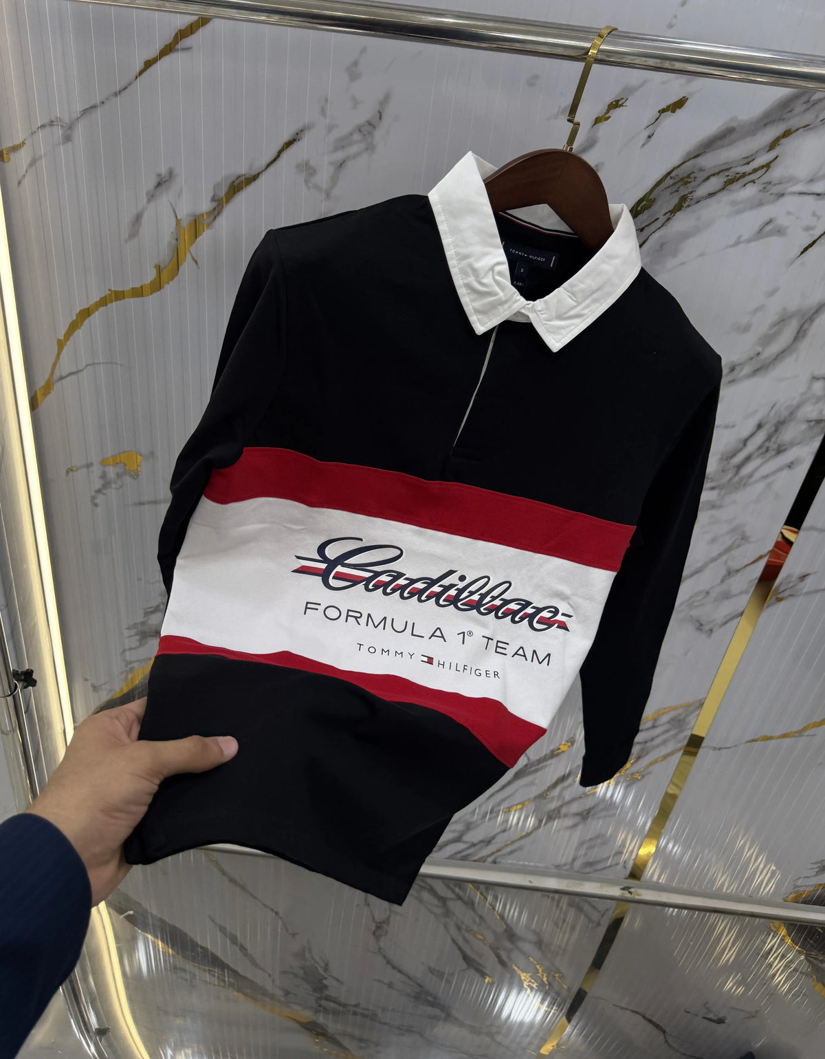 Tommy  Hilfiger Black Logo Work Premium Full Sleeve Polo T-Shirt