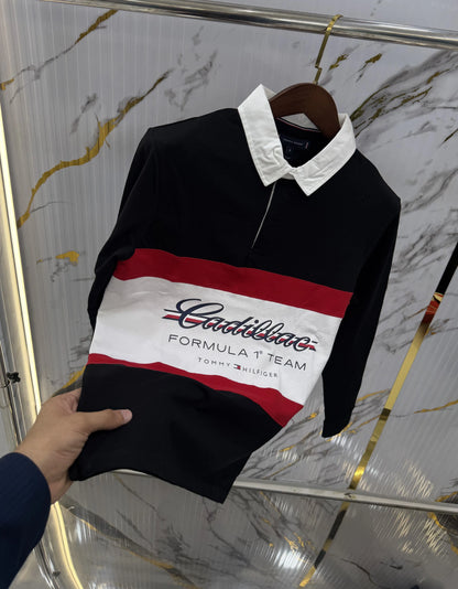 Tommy  Hilfiger Black Logo Work Premium Full Sleeve Polo T-Shirt