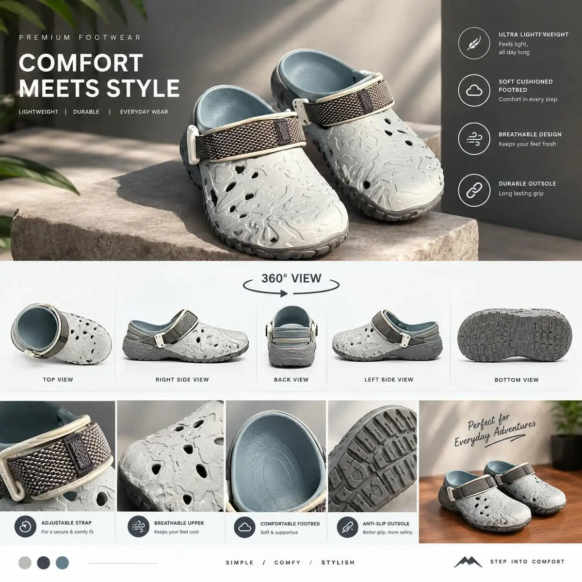 CROCS All Terrain Altas Clogs GREY