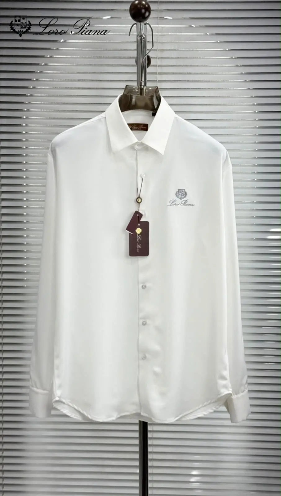 Loro Piana White Embroidery Logo Premium Shirt With Original Box