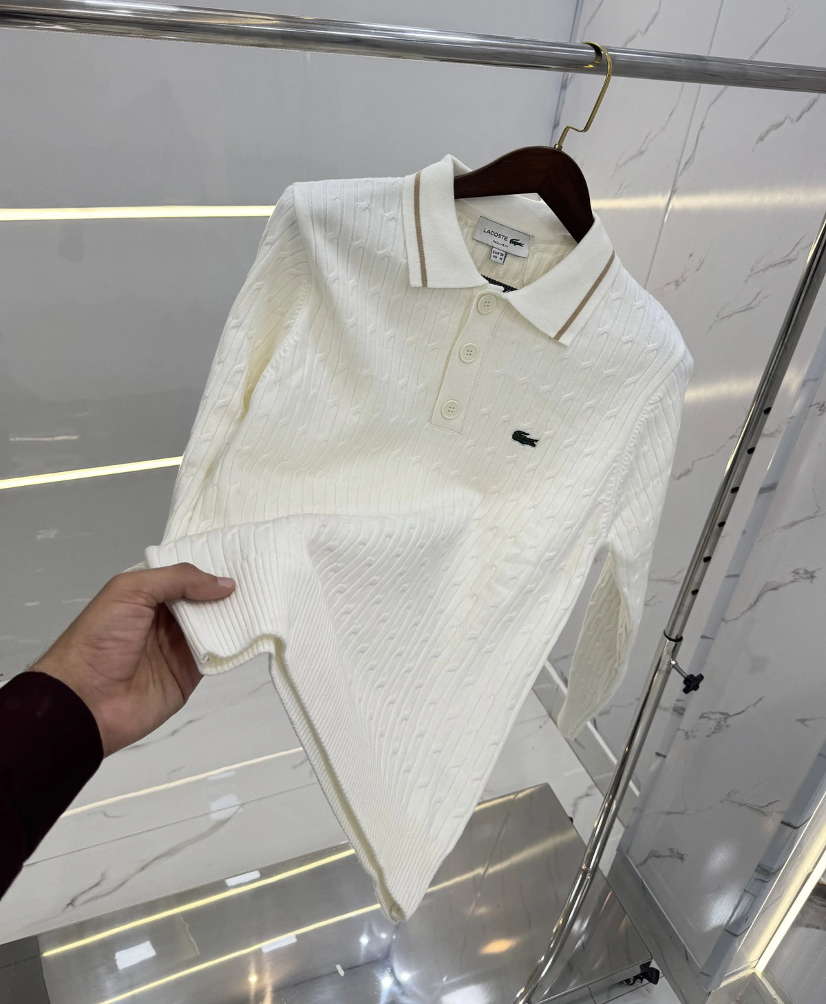 Lacost e White Knitted Imported Pull Over