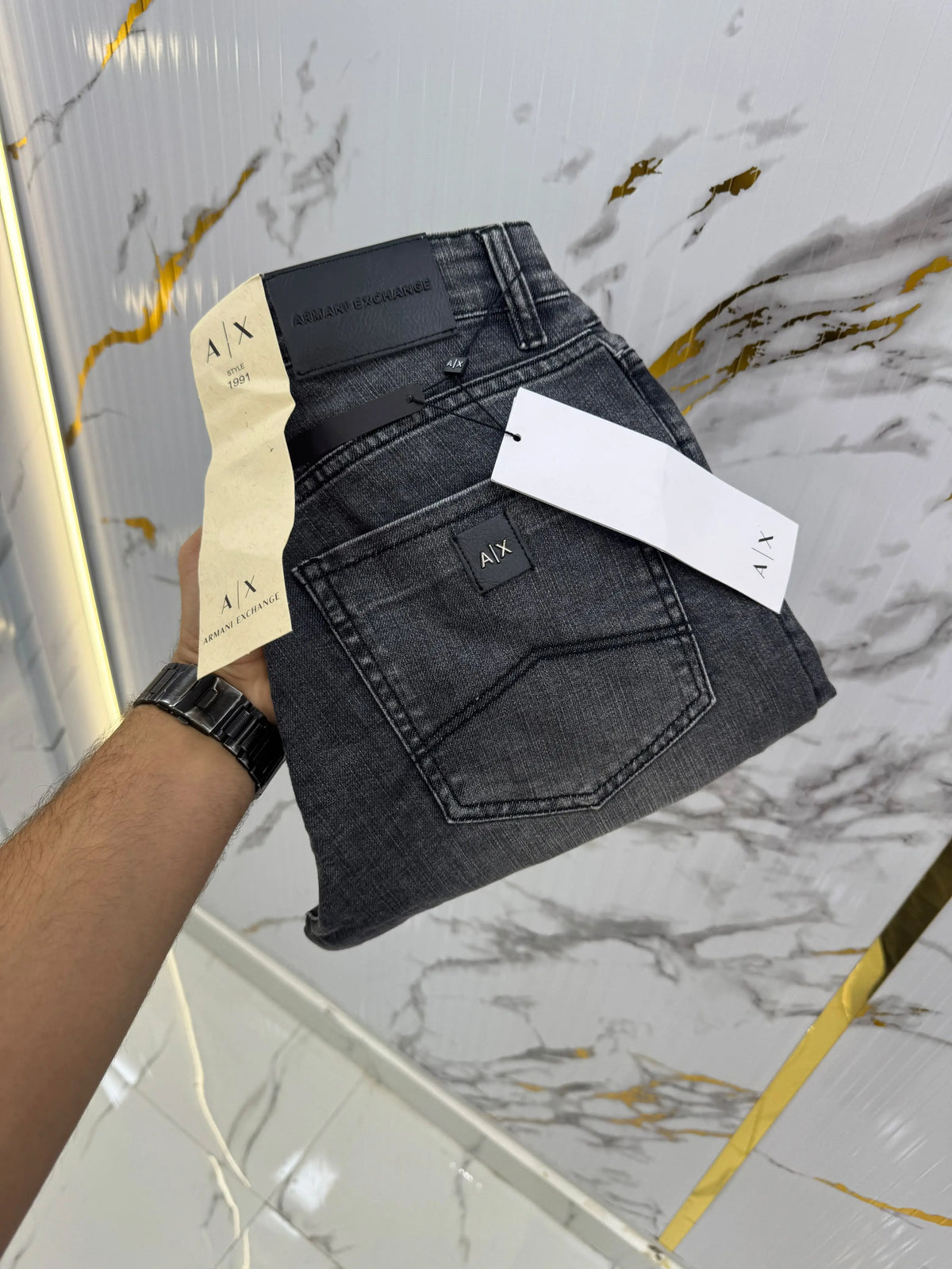Arman i Exchang e patch  Gery Imported Denim
