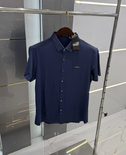 Hugo Bos s Mid Blue Imported Luxury Polo T-Shirt