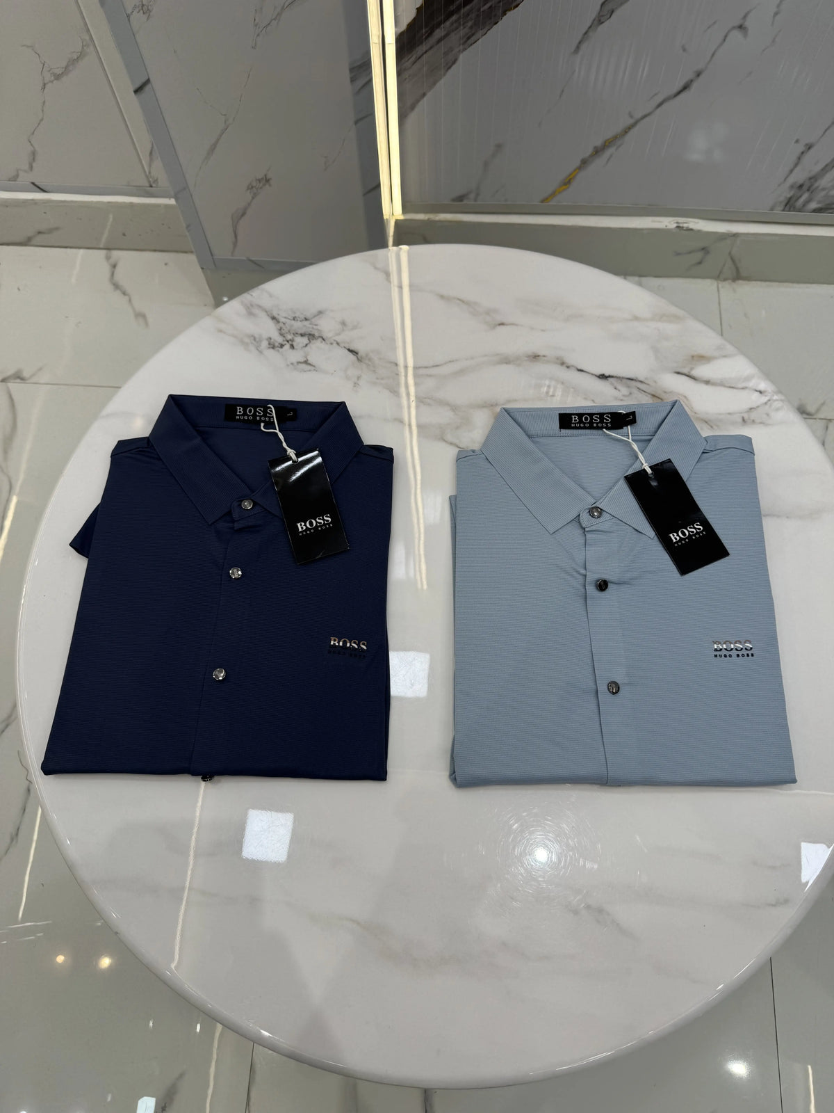 Hugo Bos s Mid Blue Imported Luxury Polo T-Shirt