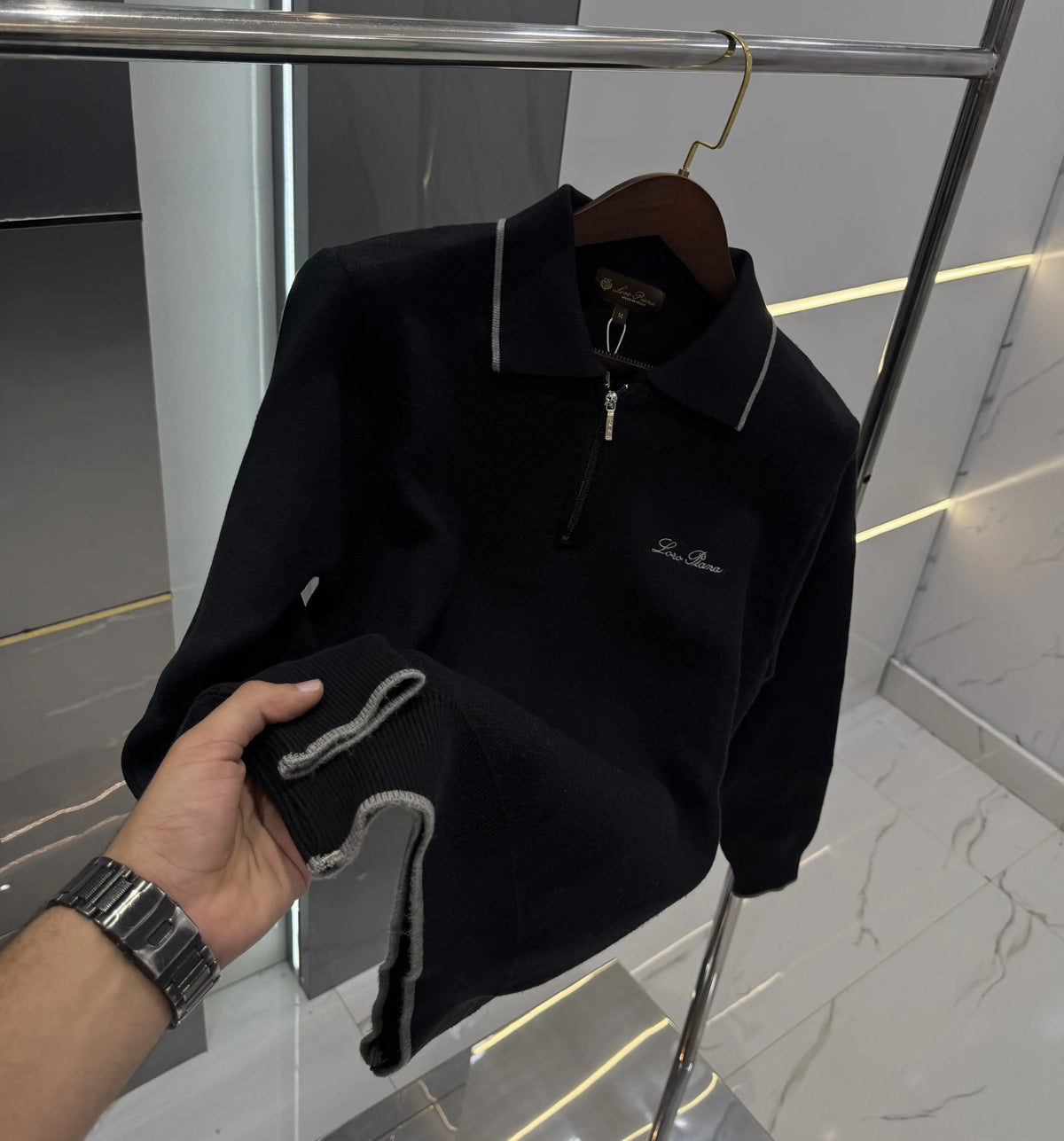 Loro Piana Black Imported Knitted Pull Over