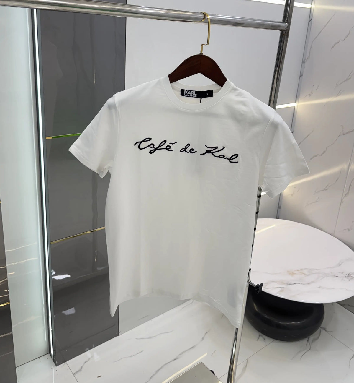 Karl Lagerfeld White Logo Print Premium T-Shirt