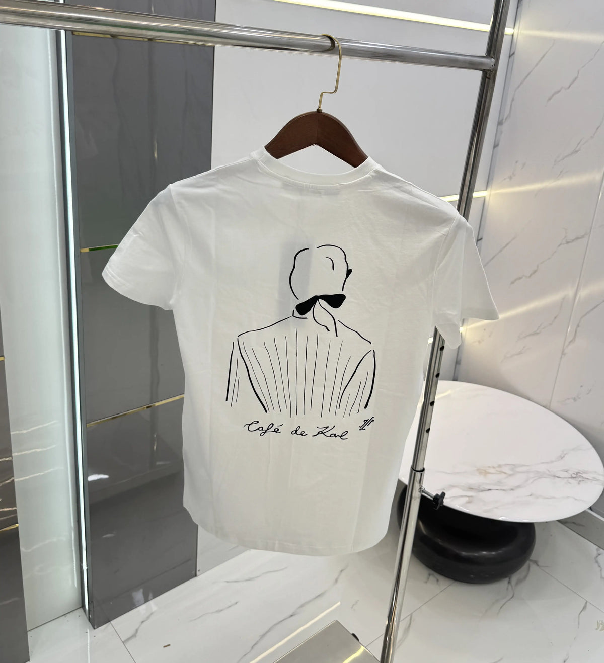Karl Lagerfeld White Logo Print Premium T-Shirt