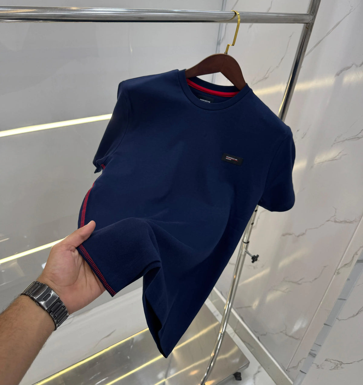 Hugo  Bos s X Porsche Navy Blue Logo Work Premium Polo T-shirt