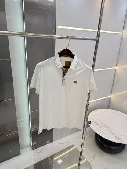 Burberr y White Embroidery Logo  Premium Classic Polo T-Shirt