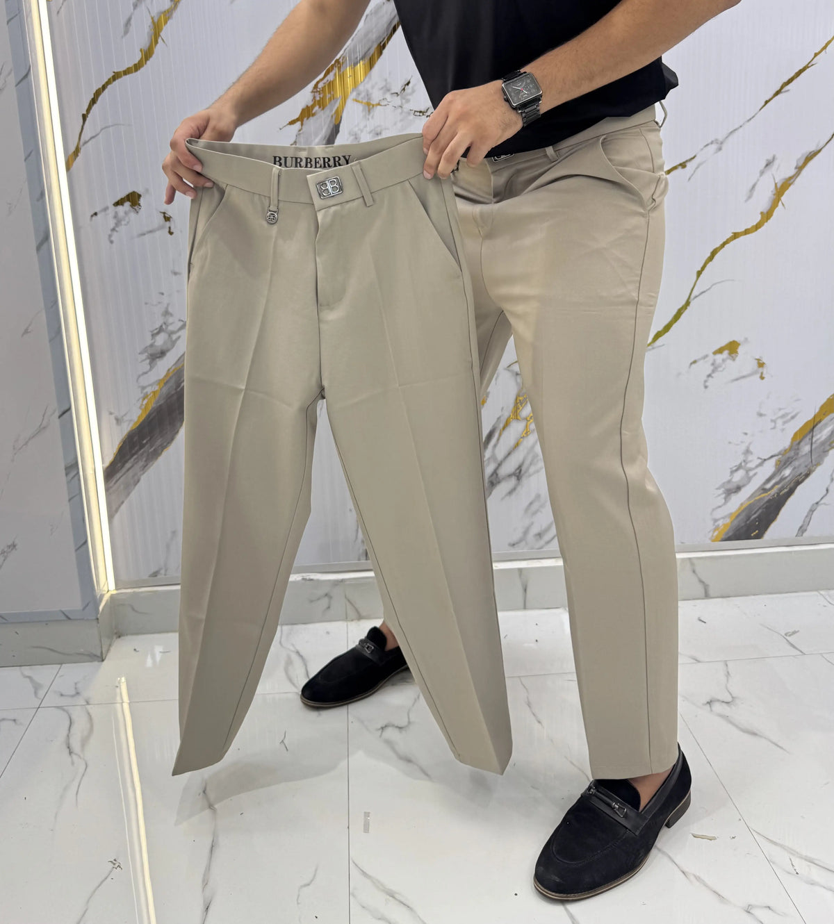 Burberr y Beige Imported Korean Trouser