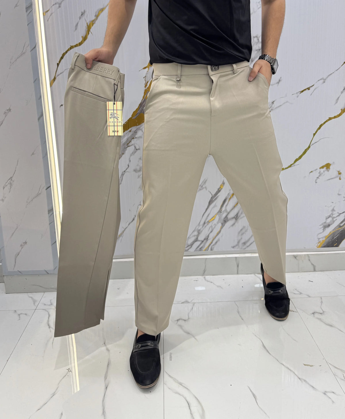 Burberr y Beige Imported Korean Trouser
