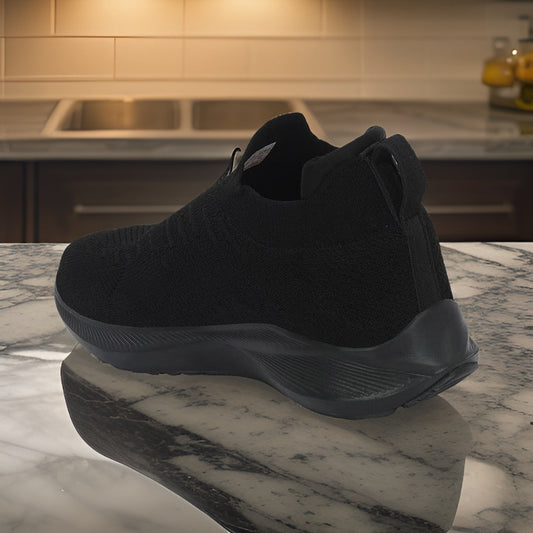 Men’s Black Slip-On Knit Walking Sneakers