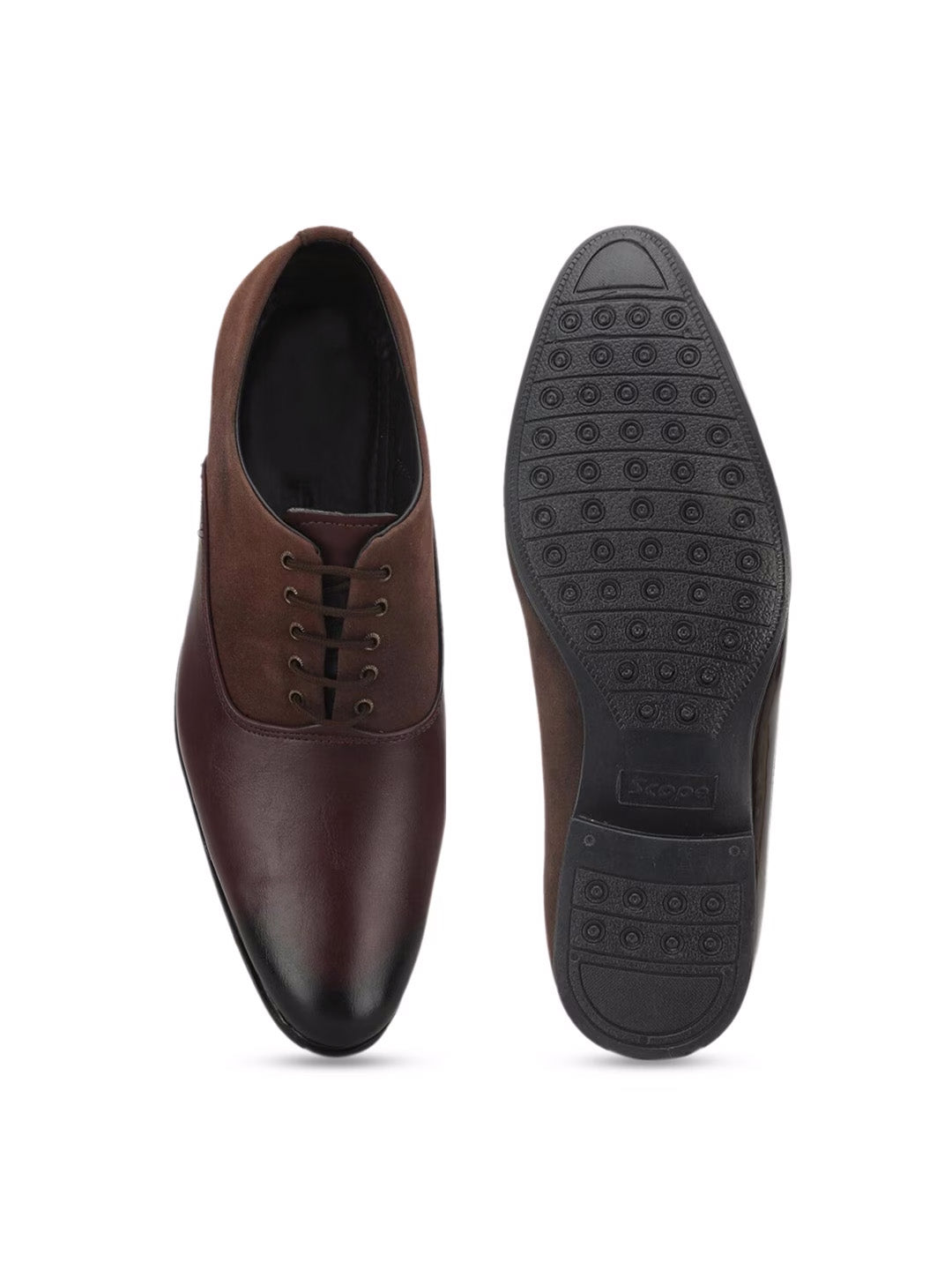 Men’s Brown Suede-Look Lace-Up Formal Shoes